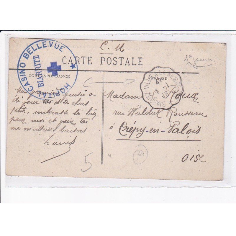 CACHET: hôpital casino bellevue, biarritz - très bon état