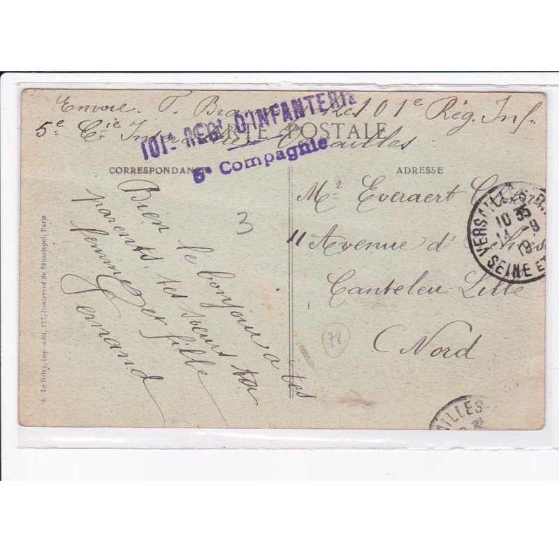 CACHET: 101e régiment d'infanterie, 5e compagnie - très bon état