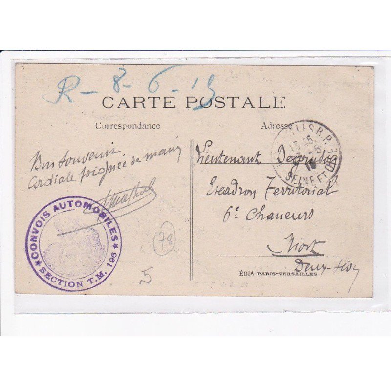 CACHET: convois automobiles, section T.M. 196 - très bon état