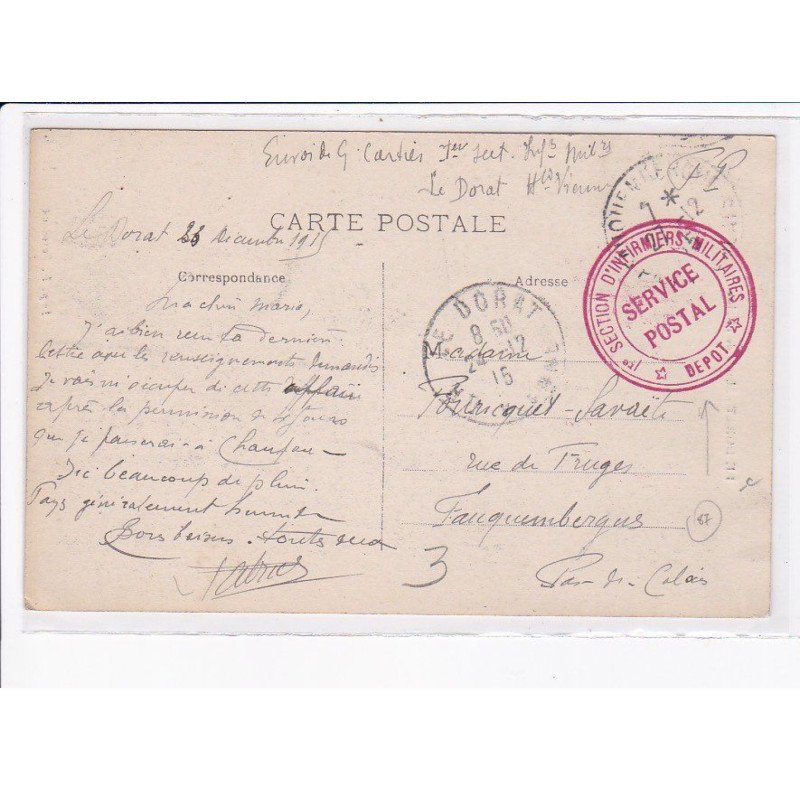 CACHET: service d'infirmiers militaires, service militaire dépôt - très bon état