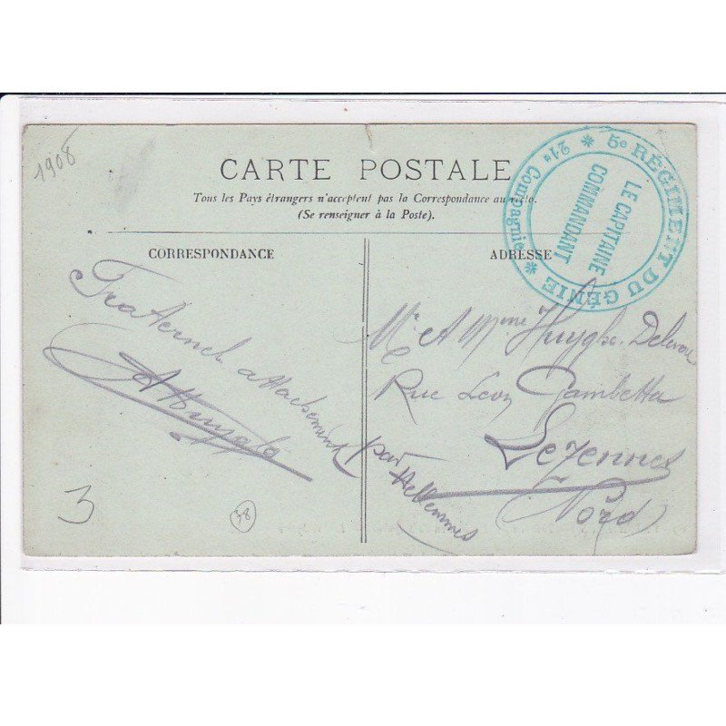 CACHET: 5e régiment du génie, 21e compagnie, le capitaine commandant - très bon état