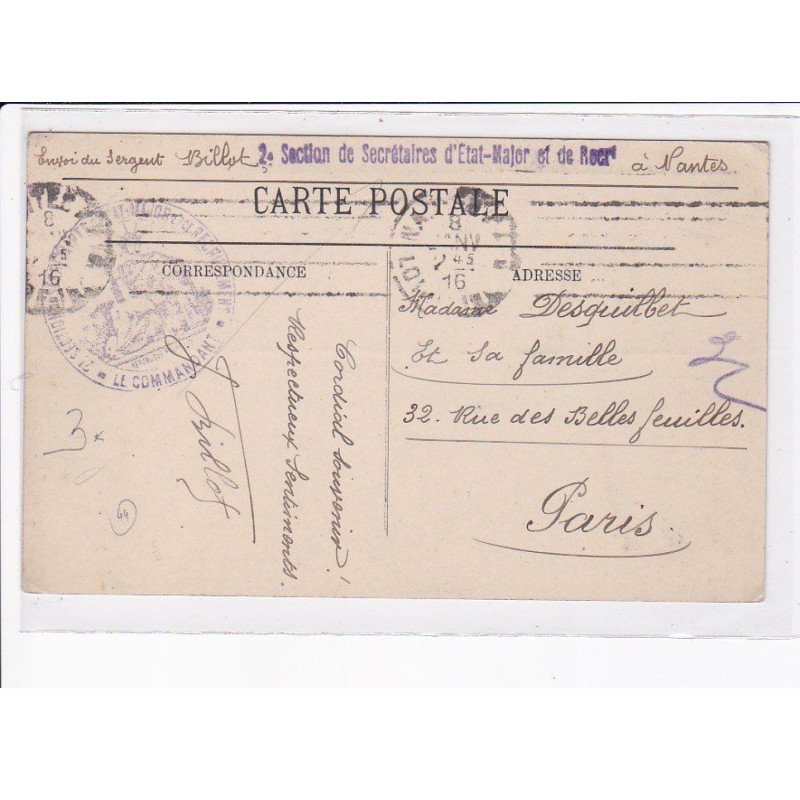 CACHET: 2e section de secrétaire d'état-major et de recrutement - très bon état