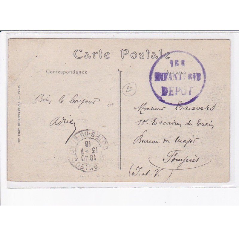 CACHET: 138e (?) infanterie dépôt - très bon état