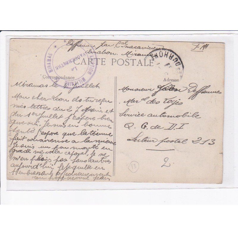 CACHET: aviation militaire miramas - très bon état