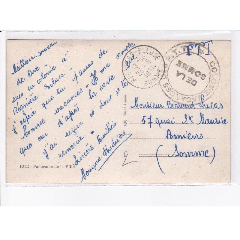 CACHET: colonie vacances, de la somme - très bon état