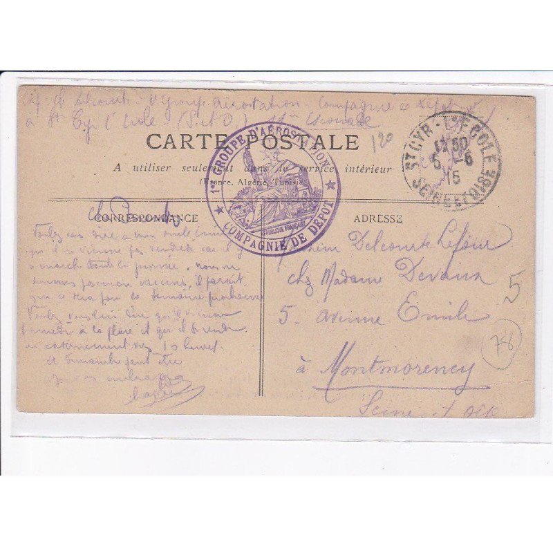 CACHET: 1er groupe d'aérostation, compagnie de dépôt - très bon état