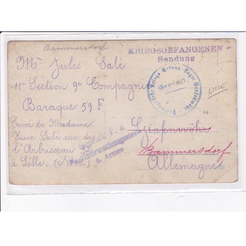 CACHET: kriegsgefangenen sendung geprüft - très bon état