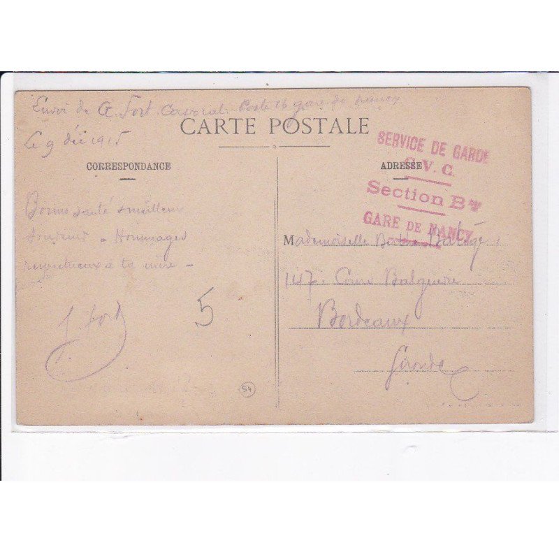 CACHET: service de garde C.V.C. section B gare de nancy - très bon état