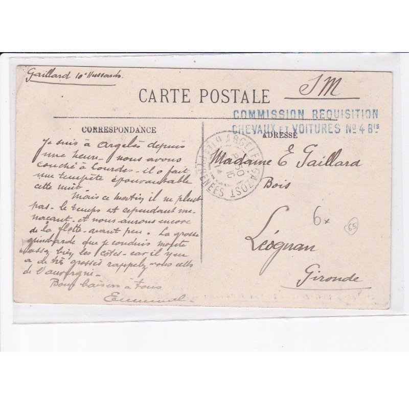CACHET: commission requisition chevaux et voitures n°4bis - très bon état