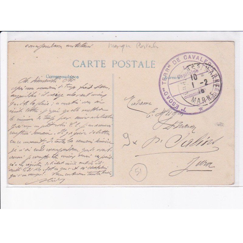 CACHET: 7e escadrille territorial de cavalerie légère - très bon état