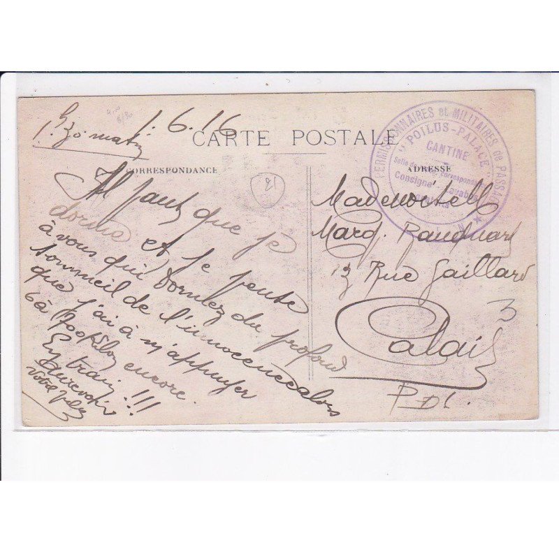 CACHET: poilus-palace, permissionnaires et militaires de passage - très bon état