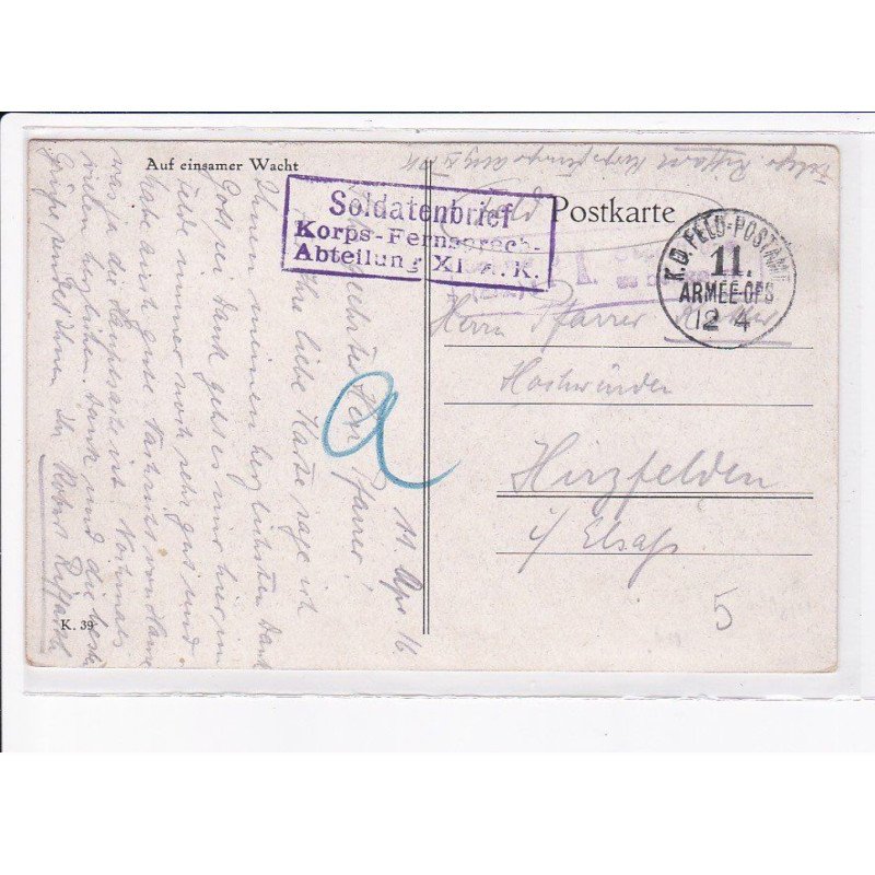 CACHET: soldatenbrief korps-fernsprech abteilung - très bon état