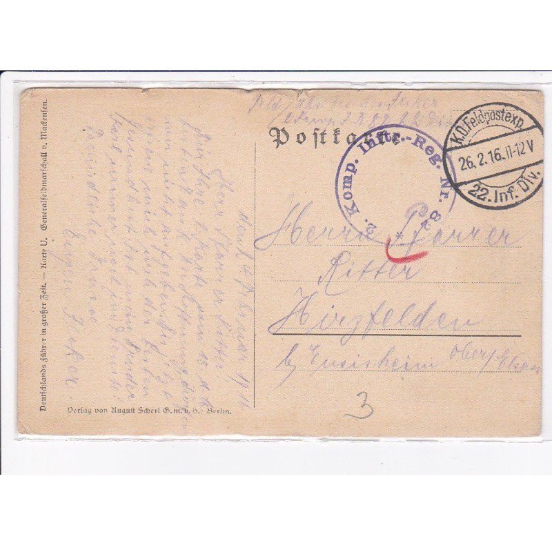 CACHET: 2. komp infantri, regiment, n°82 - très bon état