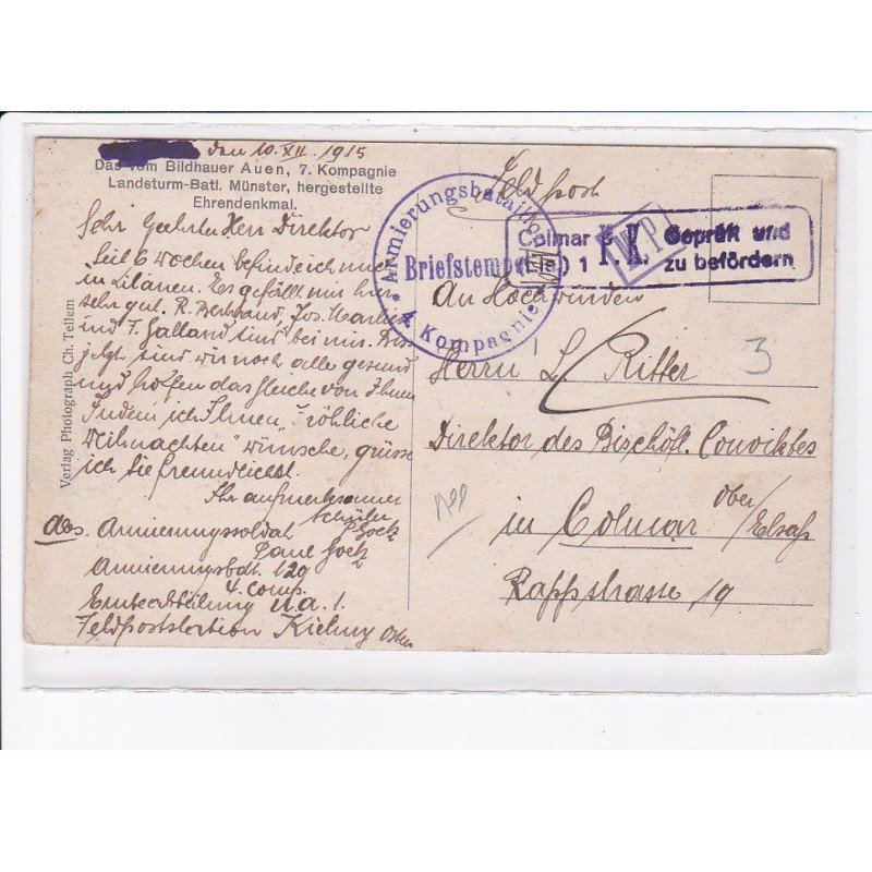 CACHET: armierungsbataillon, kompagnie - très bon état