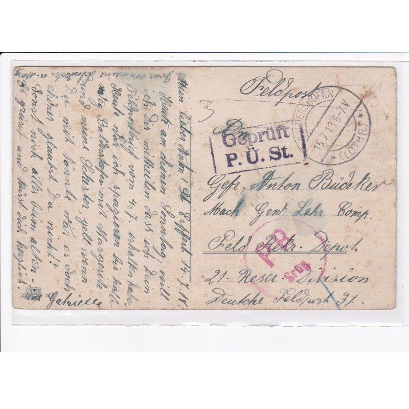 CACHET: gebrüft P.Ü. St. - très bon état