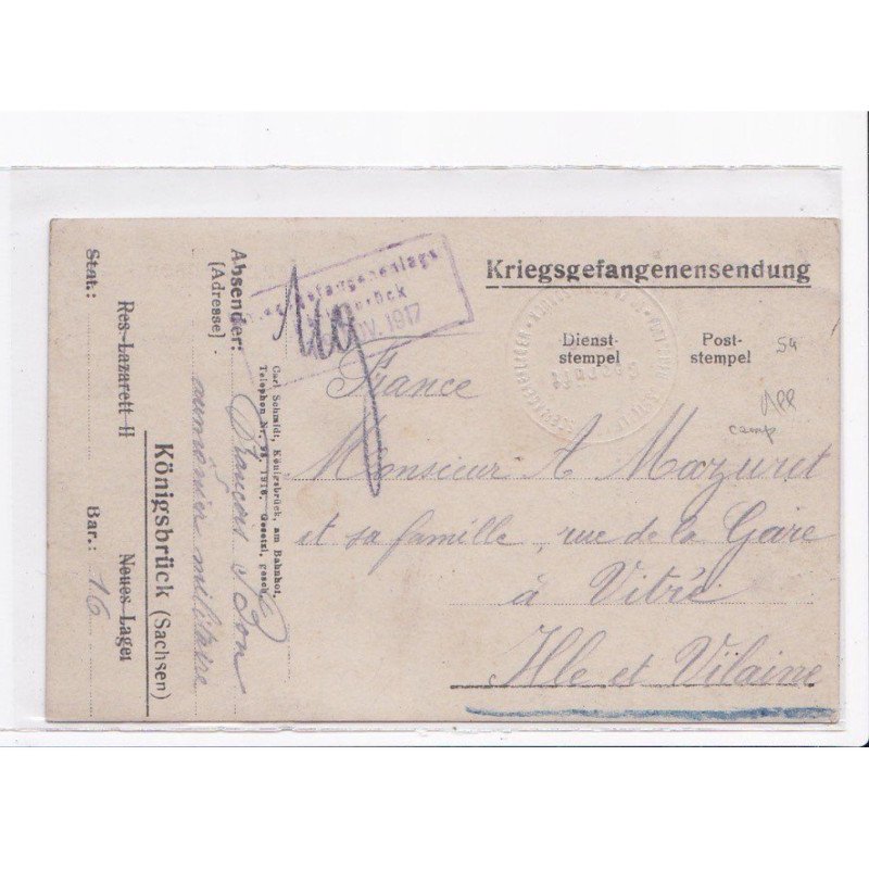 CACHET: kriegsgefangenensendung - très bon état