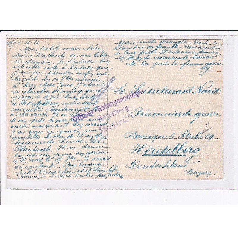 CACHET: offiziar-gefangenenlager heidelberg geprüft - très bon état