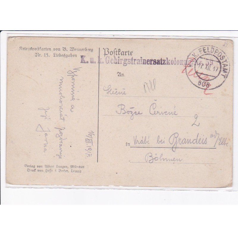 CACHET: k. u. k. feldpostamt 608 - très bon état