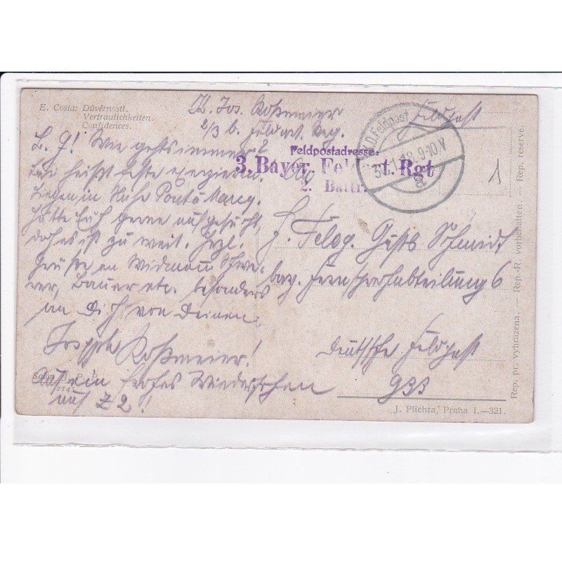CACHET: feldpostadresse 3. bayer rgt. - très bon état