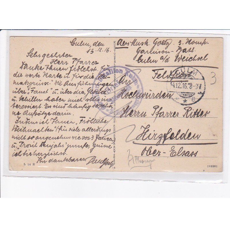 CACHET: garnison bataillon kulm brief stempel - très bon état