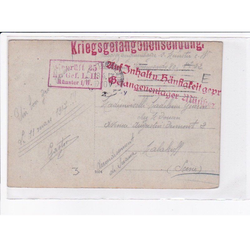 CACHET: kriegsgefangonensendung, geprüft 35 münster - très bon état