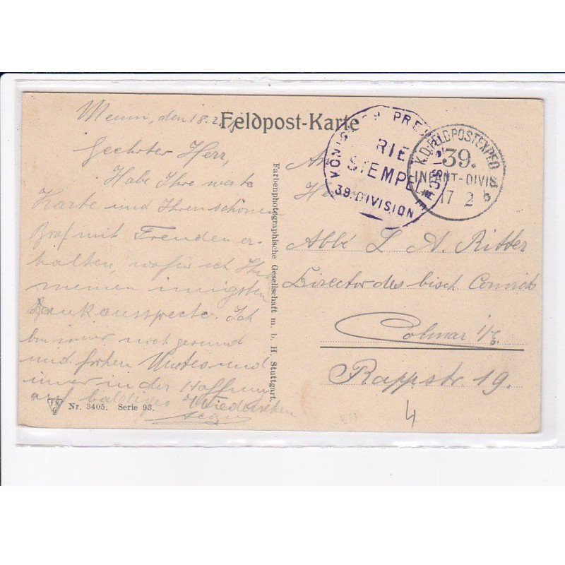 CACHET: brief stempel 39e division - très bon état