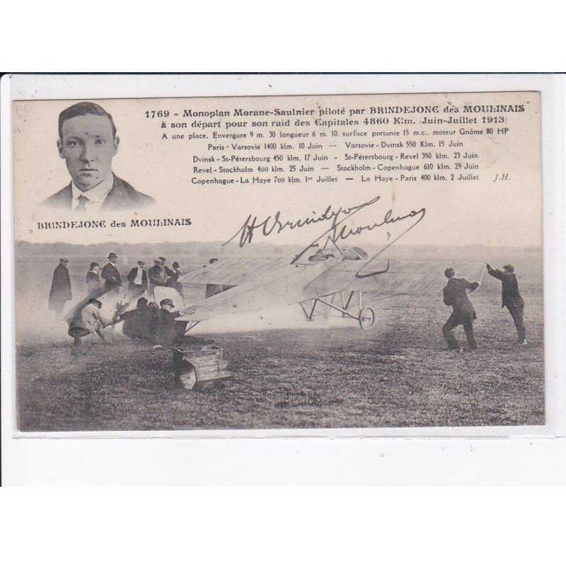 AVIATION AUTOGRAPHE: Brindejone des Moulinais, monoplan morane-saulnier - état