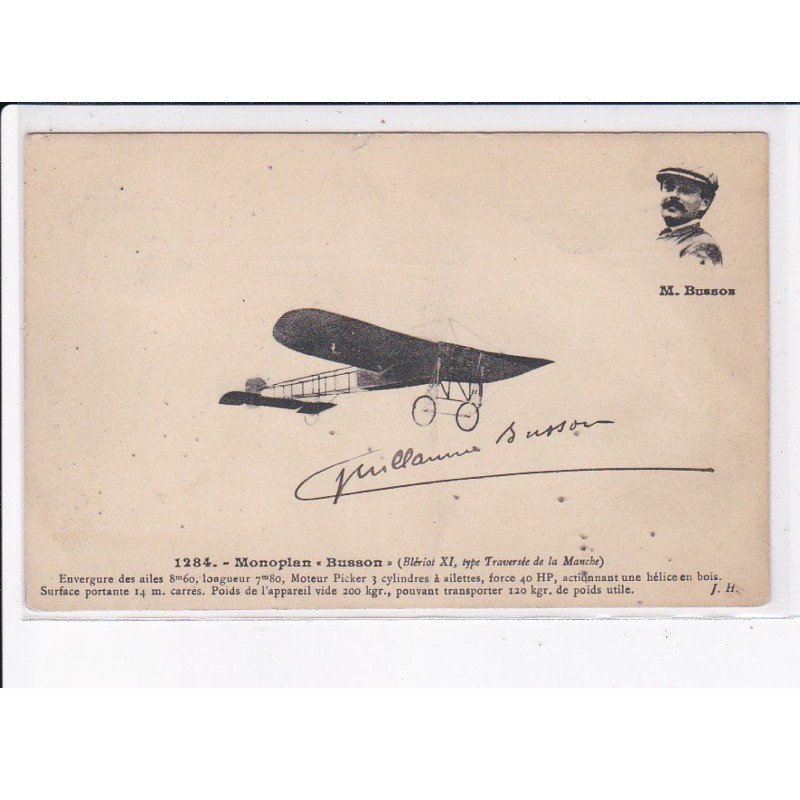 AVIATION AUTOGRAPHE: monoplan Busson, M. Busson - très bon état
