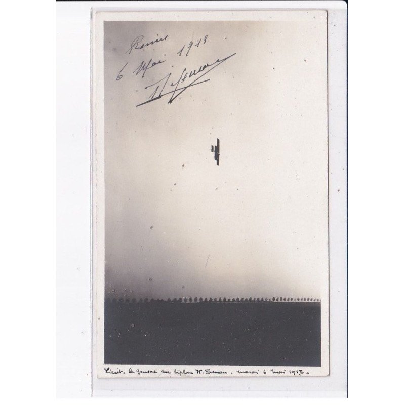 AVIATION AUTOGRAPHE: De Gensac, biplan Farman, 1913 - très bon état