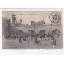 LIEVIN: cavalerie aux grèves, exercices à cheval, train, locomotive - très bon état