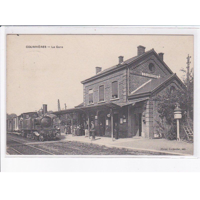 COURRIERES: la gare, train - très bon état