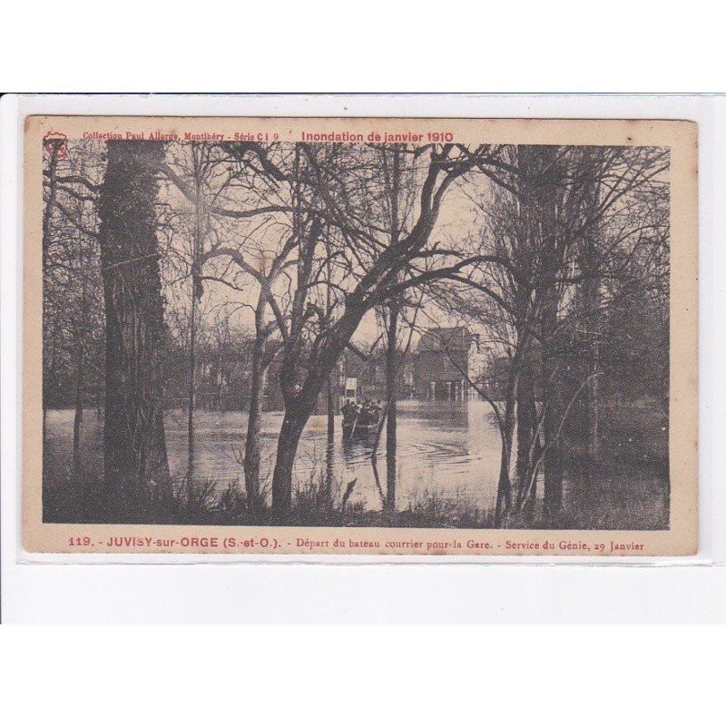 JUVISY-sur-ORGE: départ du bateau courrier pour la gare, service du génie, 29 janvier - très bon état