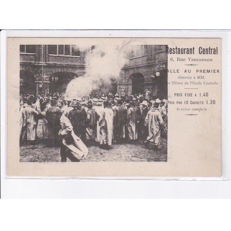 PARIS: 75003, restaurant central salle au premier réservée à MM. les élèves de l'école centrale - très bon état