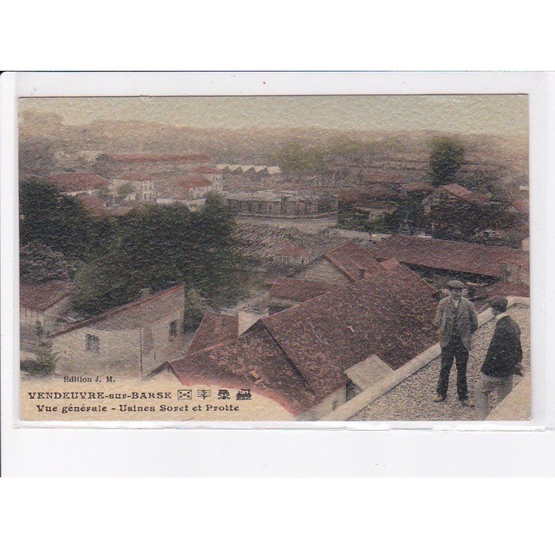 VENDEUVRE-sur-BARSE: vue générale usines soret protte cachet 34e régiment territorial infanterie 18e co  - très bon état