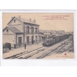 BARFLEUR: la gare et départ du train pour valognes - état