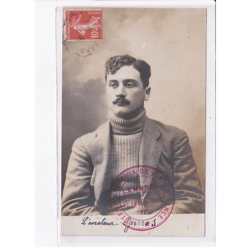 LAMBRES: aviation, garros, cachet aviation de bienfaisance 1911 - très bon état