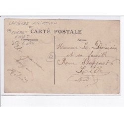 LAMBRES: aviateur Deneau sur monoplan Blériot, cachet violet fête d'aviation de bienfaisance - état