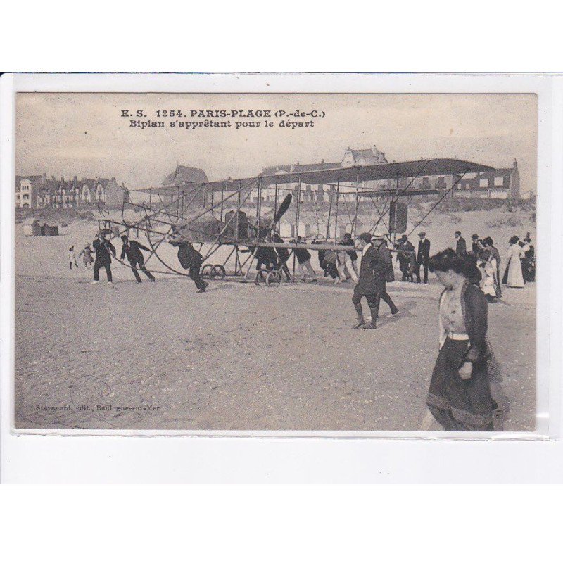 LE TOUQUET PARIS PLAGE: biplan s'apprêtant pour le départ - très bon état