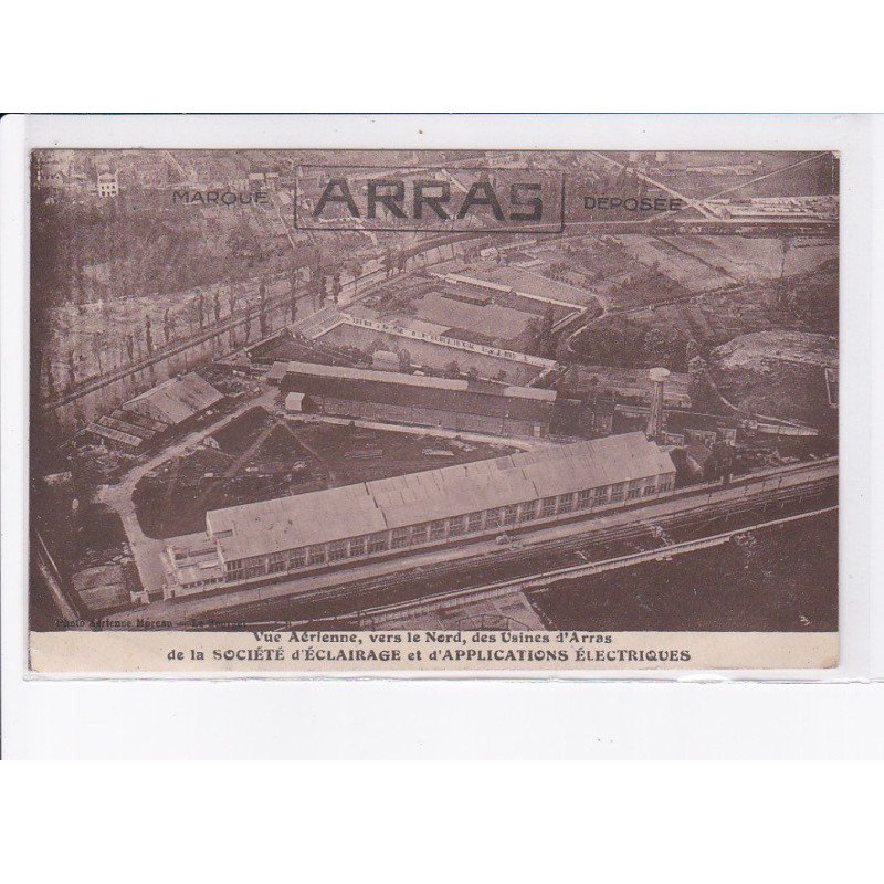 ARRAS: vue aérienne vers le nord des usines d'arras de société d'éclairage et applications électriques - très bon état