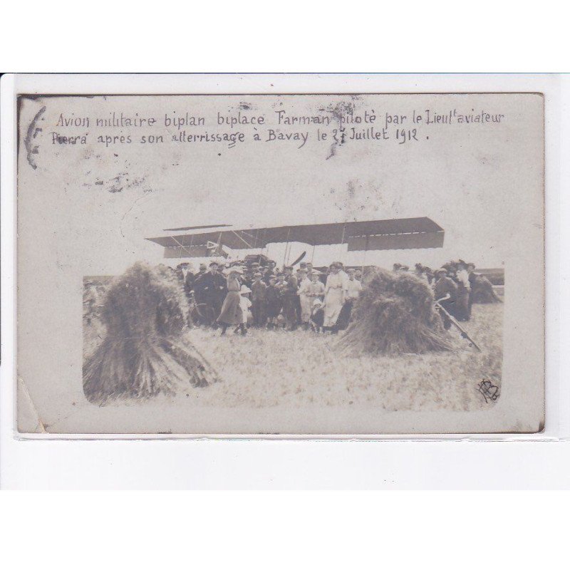 BAVAY: avion militaire biplan biplace farman piloté par Pierra - état