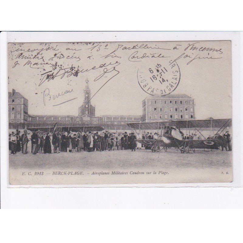 BERCK-PLAGE: aéroplanes militaires caudron sur la plage - très bon état