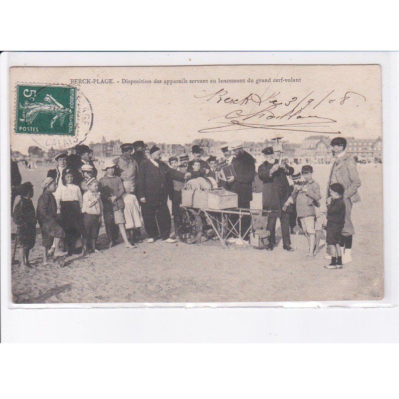 BERCK-PLAGE: disposition des appareils servant au lancement du grand cerf-volant - très bon état
