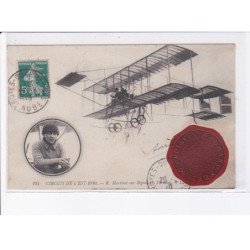 TROYES: aviation, circuit de l'est 1910 R. Martinet sur biplan, vignette - très bon état