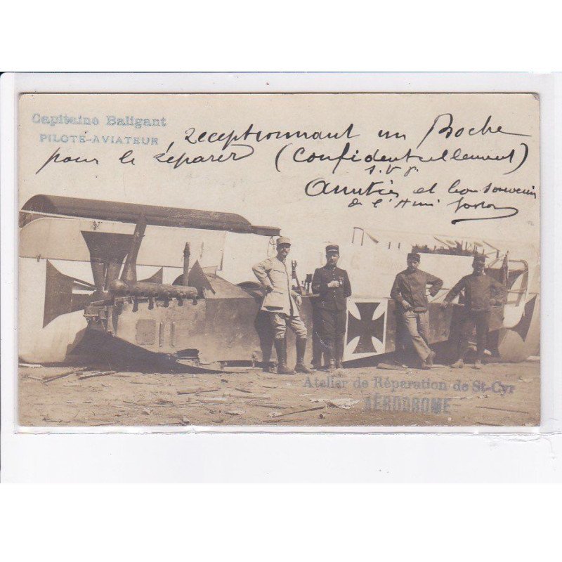 SAINT-CYR: capitaine baligant pilote-aviateur atelier de réparation de st-cyr aérodrome, aviation - très bon état