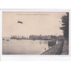 LE CROTOY: guilleaux survole le port du crotoy sur monoplan caudron - très bon état