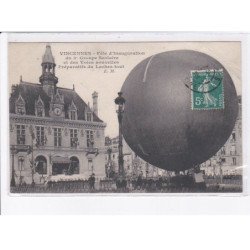 VINCENNES: fête d'inauguration 3e groupe scolaire et voies nouvelles préparatifs lachez-tout ballon rond - état