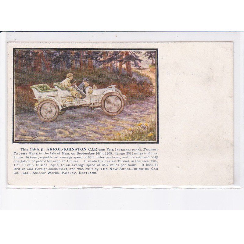 PUBLICITE: automobile, arrol-johnston car - très bon état