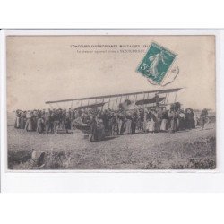 MONTCORNET: concours d'aéroplanes militaires, premier appareil arrive à montcornet, aviation - très bon état