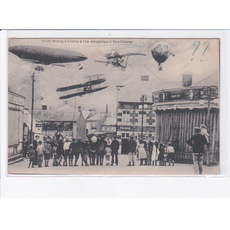 SARS-POTERIE: grand meeting d'aviation & fête aérostatique, dirigeable, planeur, avion, ballon rond - très bon état