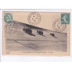 LINAS-MONTLHERY: autodrome de linas montlhéry, un virage, automobiles de course, cachet grand-prix - très bon état